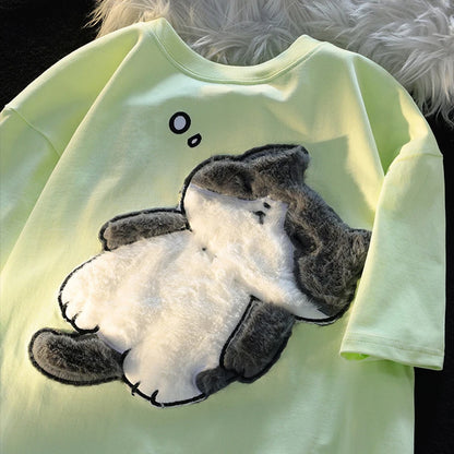 Fun and Sweet Korean Style Cat Print T-Shirt