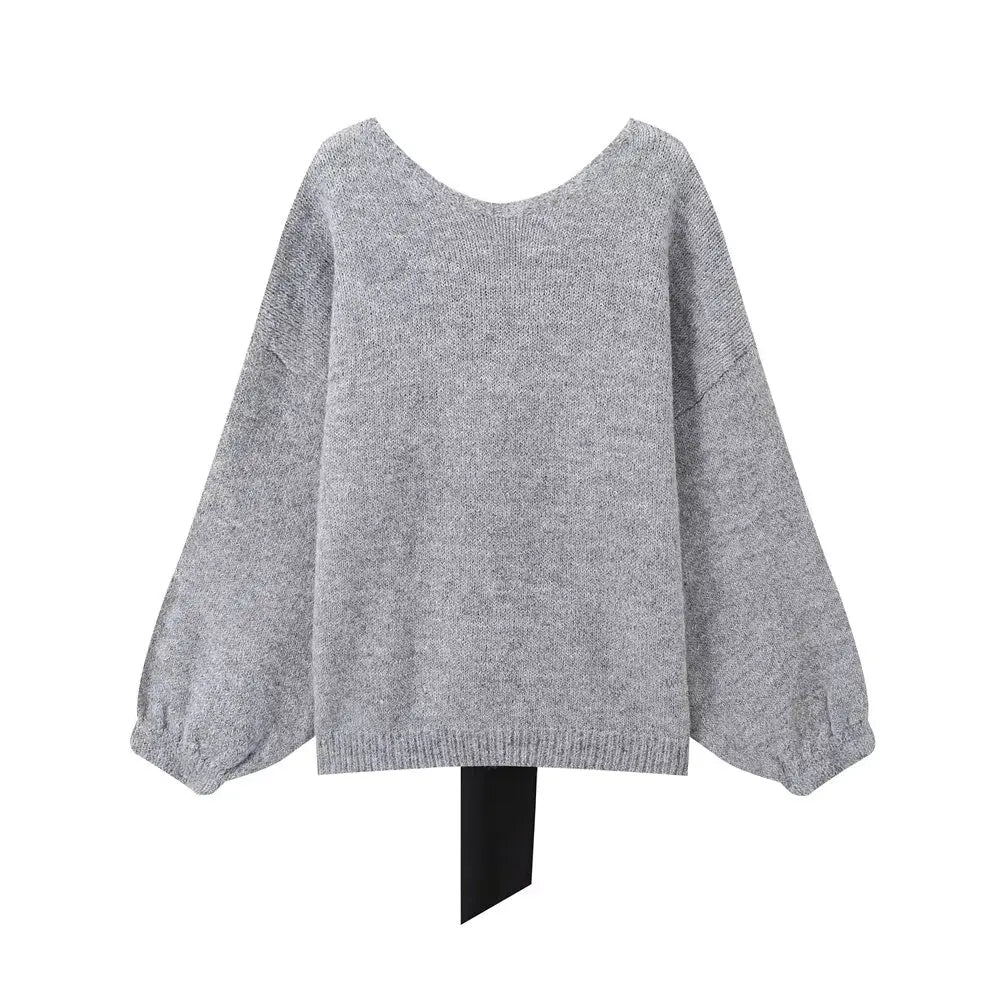 Solid Long Sleeve Pullover with Bow Detail Effortless Style