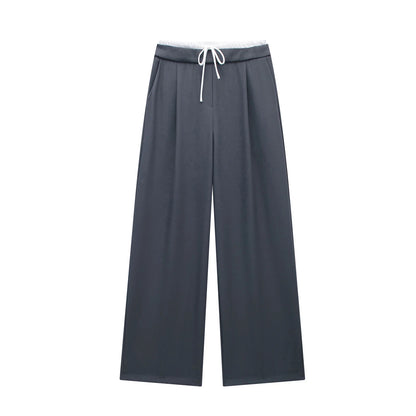 Fashionable Elastic Waist Women’s Straight Pants