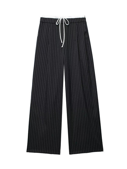 Fashionable Elastic Waist Women’s Straight Pants