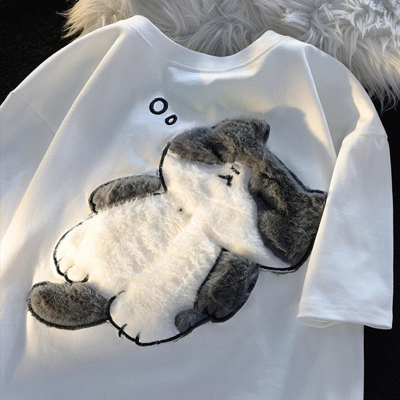 Fun and Sweet Korean Style Cat Print T-Shirt